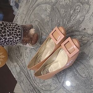 ROGER VIVIER PARIS GOMETTE WOMEN'S PATENT LEATHER NUDE BALETT FLATS 37